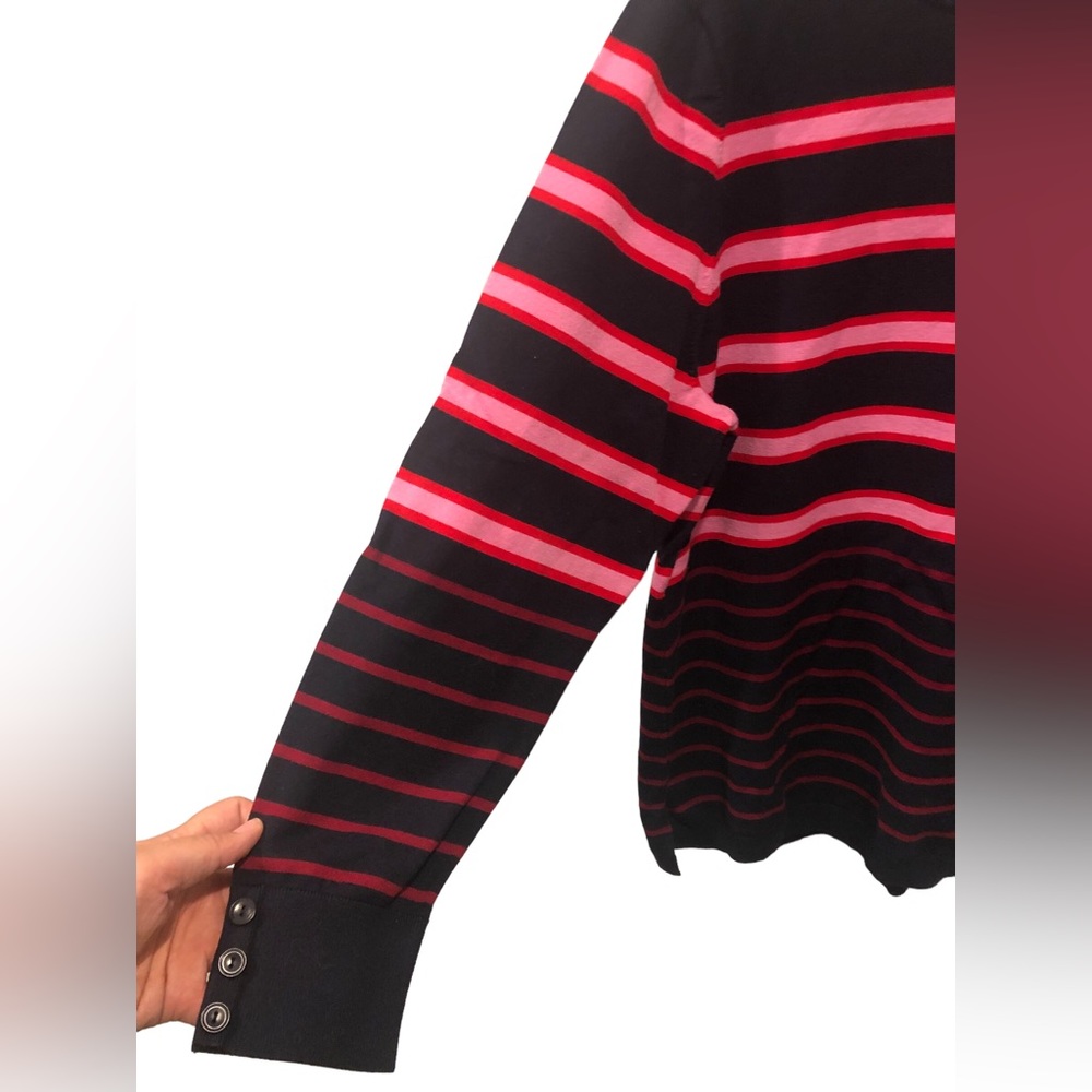 New 46” hip/waist Stretch Talbots pink red navy 3/4 sleeve sweater Women’s - Picture 6 of 9